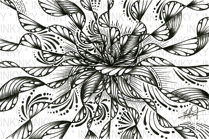 Black and white intricate floral design