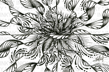 Black and white intricate floral design